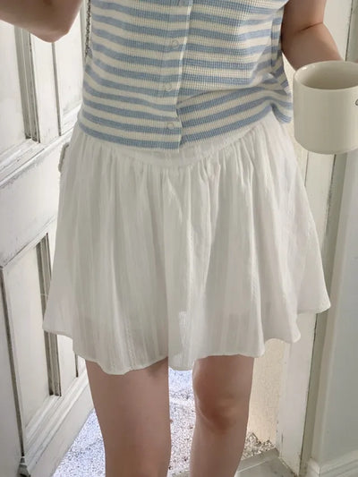 Elastic shirred mini skirt