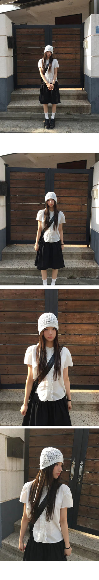 Kyoto frill short-sleeved blouse