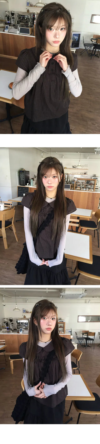 Front and back two-way short-sleeved blouse - 2 colors