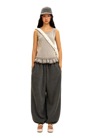 [Moromoro2] Patchwork Print Fleece Vest /  Pants