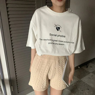 Cable knit shorts