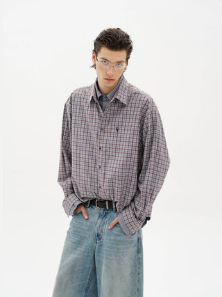 [MASONPRINCE] Layered Plaid Cotton Blend Shirt