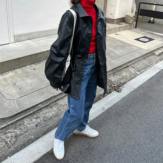 Long leather jacket