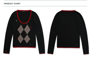 [Moromoro2] Argyle Faux Two-piece Sweater