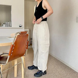 Ribbed button tank top