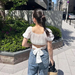 Ribbon crop blouse