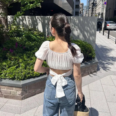 Ribbon crop blouse