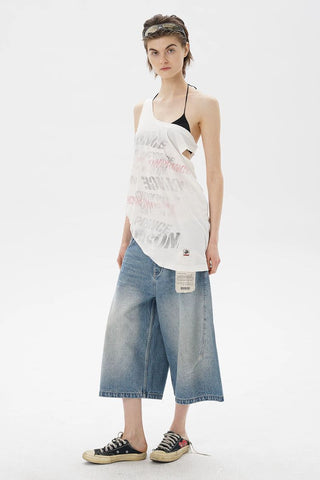 [MASONPRINCE] Cotton-Linen Graffiti Print Tank Top / Tee