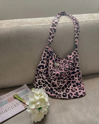 Pink corduroy leopard eco bag