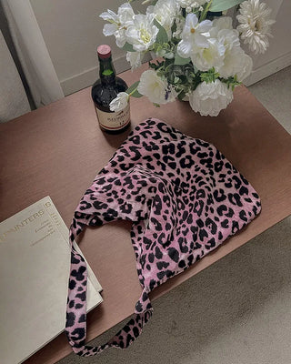 Pink corduroy leopard eco bag