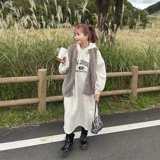 Fleece-lined hooded dress