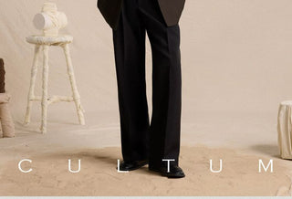 [CULTUM] Wool Blend Pleated Flare Trousers