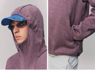 [Monterest] Fleece-Lined Hooded Zip-Up Cardigan