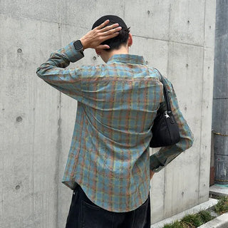 Unisex checkered long-sleeved shirt