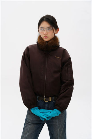 [MASONPRINCE] Fur Collar Oversized Bomber Jacket