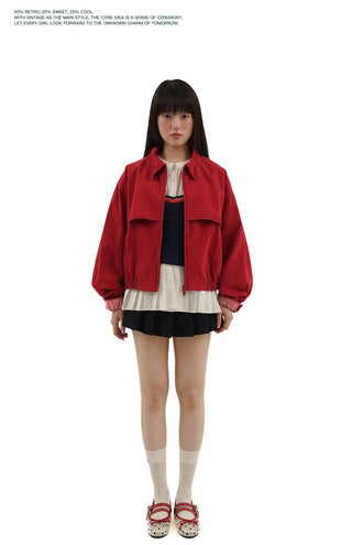 [Moromoro2] Washed Cotton Cropped Jacket