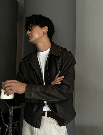 Vintage Leather Button Jacket (2 colors)
