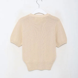 Colored round short-sleeved knit