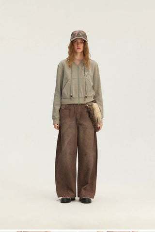 [Monterest] Washed Curved Seam Wide Leg Pants