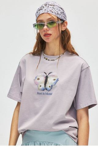 [Monterest] Ink Print Crewneck Cotton T-Shirt
