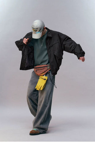 [Monterest] Washed Cotton Work Jacket with Leather Collar