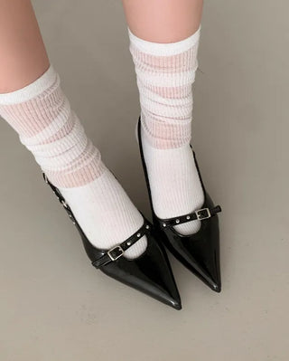 Pointed-toe stiletto slingback heels