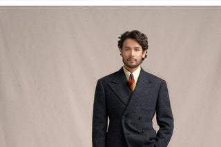 [CULTUM] 1930s Wool Herringbone Double Breasted Blazer