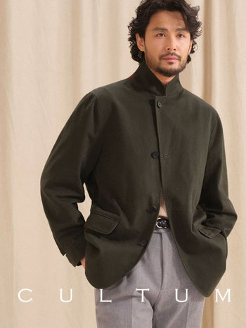 [CULTUM] Washed Cotton Twill Lapel Jacket