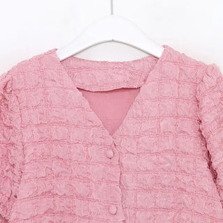 V-neck puff sleeve blouse