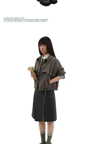 [Moromoro2] Washed Cotton Cropped Jacket