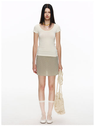 [NECY] Green Garden Lace Camisole & Shirring Mini Skirt