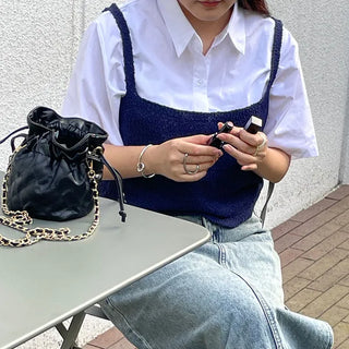 Cotton color short-sleeved shirt