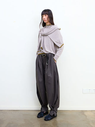 [NeverSeez] High-neck Color-block Knit Sweater