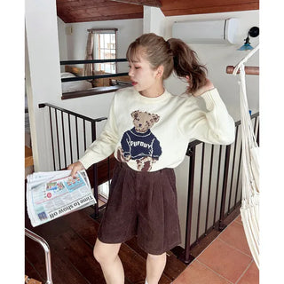 Two-pleat corduroy shorts