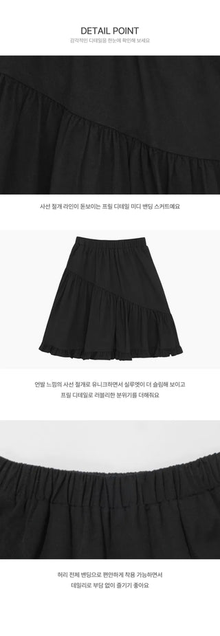 DELIGHT.Fanning Frill Midi Banding Skirt - 2 Colors (Ships Today)