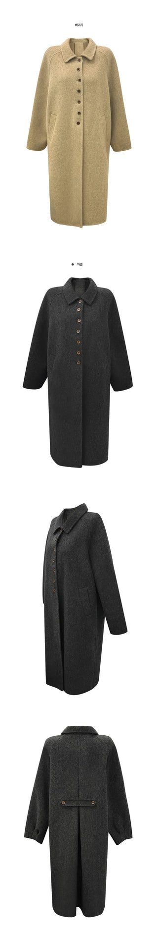 Inquiry rush handmade pintuck 100% wool coat - 2 colors
