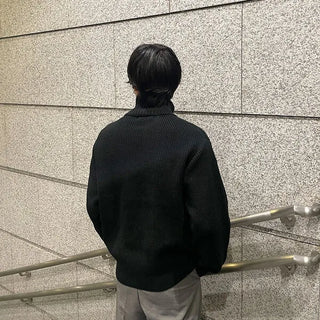 High-neck knit zip-up