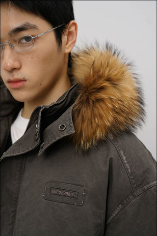 [MASONPRINCE] Fur-Collar Padded Parka Jacket