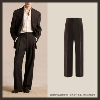 [CULTUM] Wool Blend Tapered Wide Leg Trousers