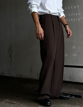 Real Single-Pleat Wide Slacks (6 colors)
