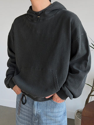 Tear Waffle Pigment Semi-Crop Hoodie