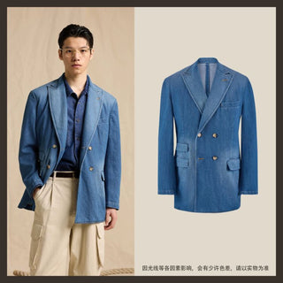 [CULTUM] Lyocell Denim Double-Breasted Blazer