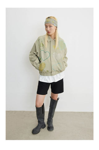 CONP Heart Zip-Up Jacket (Beige)