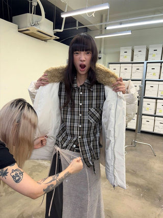 [NeverSeez] Plaid Cotton Shirt