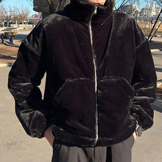 Basic fur zip jacket
