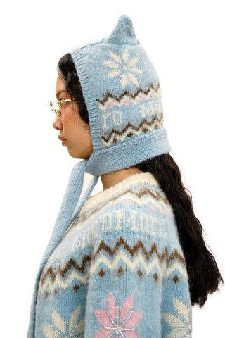 [Moromoro2] Fair Isle Mohair Cat Ear Hat