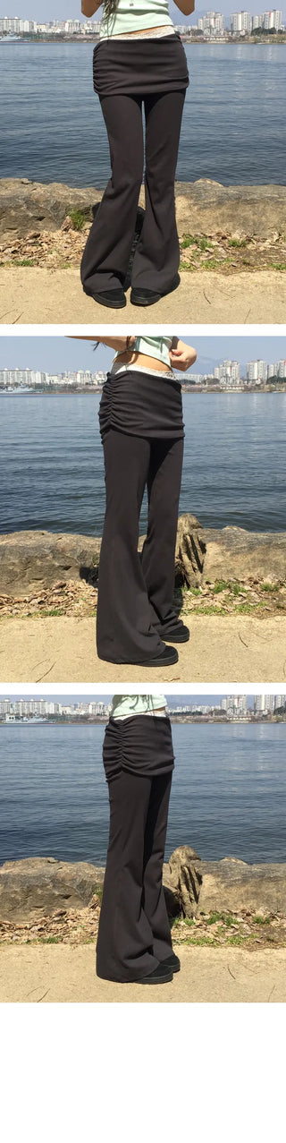 Jain Folding Shirred Flared Pants - 3 colors