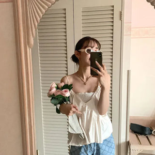 Shirred satin top