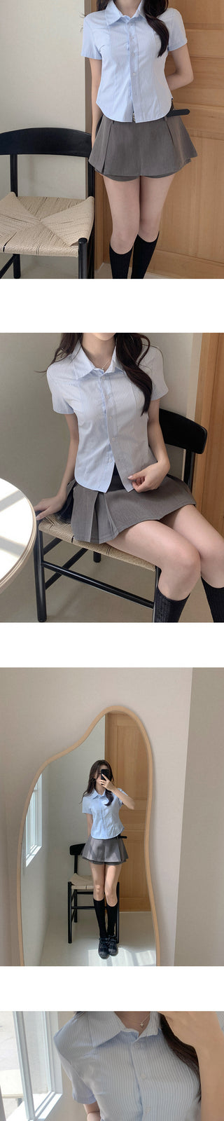 Pupa striped short-sleeve shirt blouse
