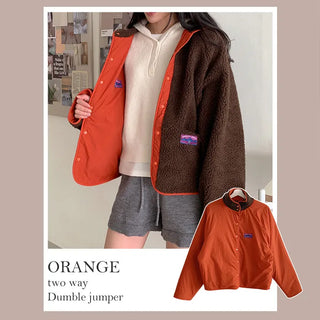 [3 colors] Bi-color reversible fleece dumble hoodie